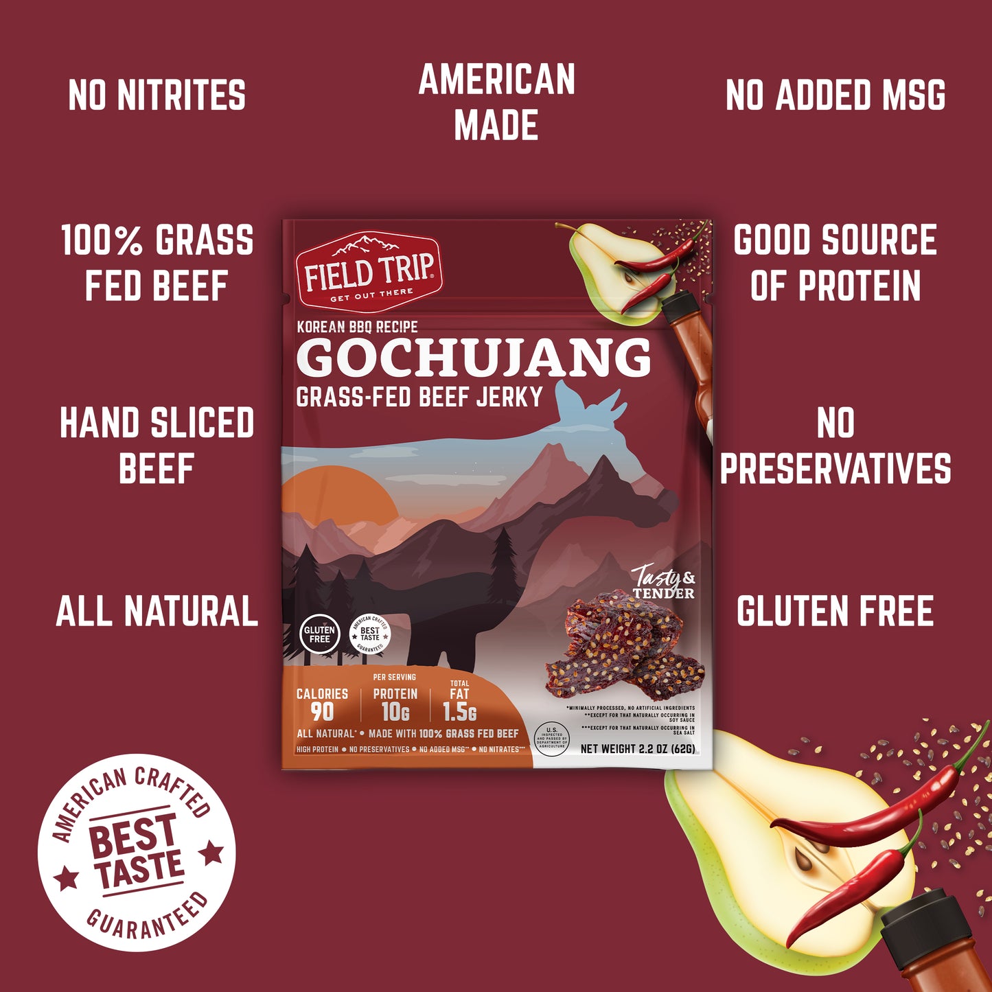 Gochujang Korean BBQ Beef Jerky 2.2oz (4ct)