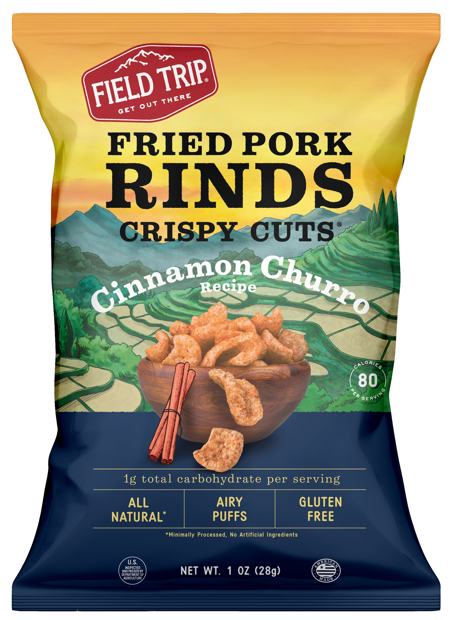 Crispy Cuts, Cinnamon Churro Pork Rind 1.0 oz (wholesale)
