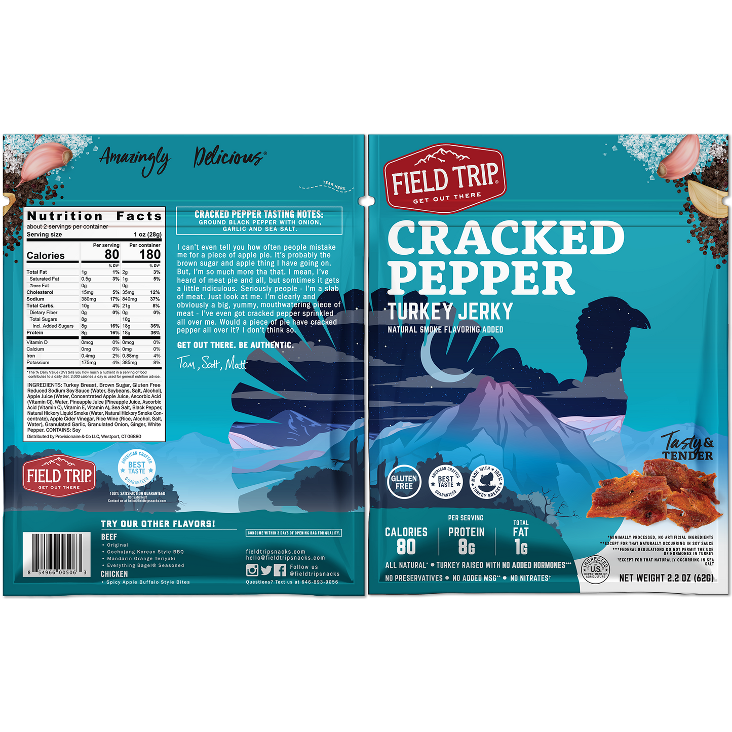 Cracked Pepper Turkey Jerky 2.2oz (4ct)