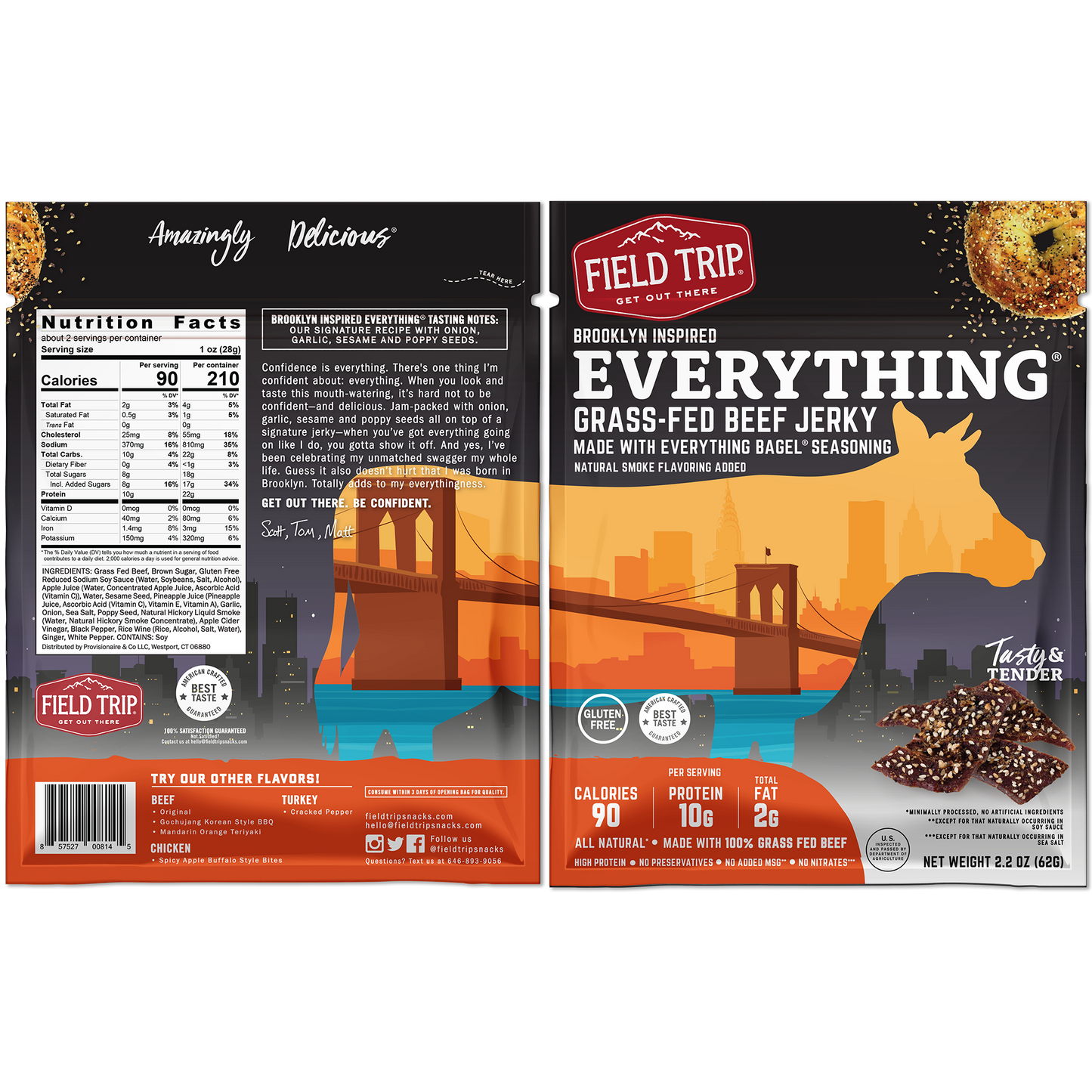 Everything Bagel Beef Jerky 2.2oz (4ct)