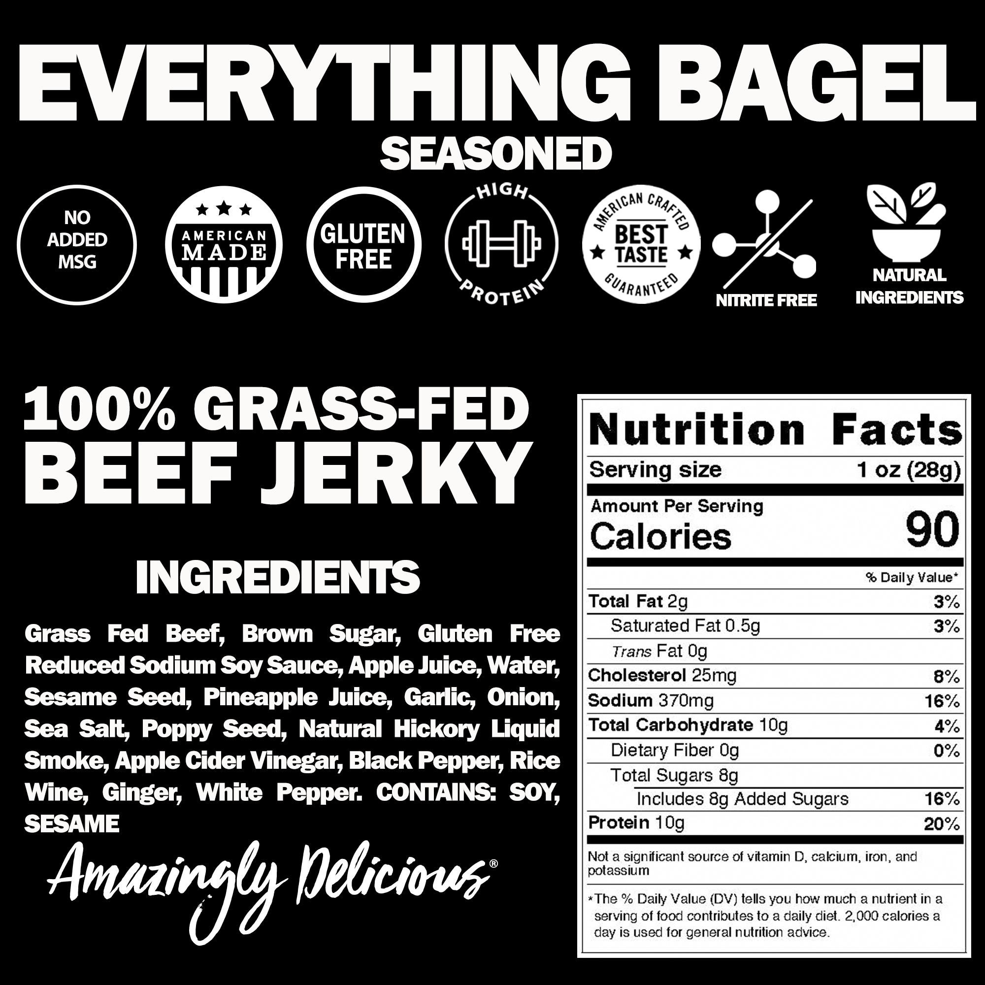 Brooklyn Everything Bagel Seasoned Beef Jerky 2.2oz (4ct)