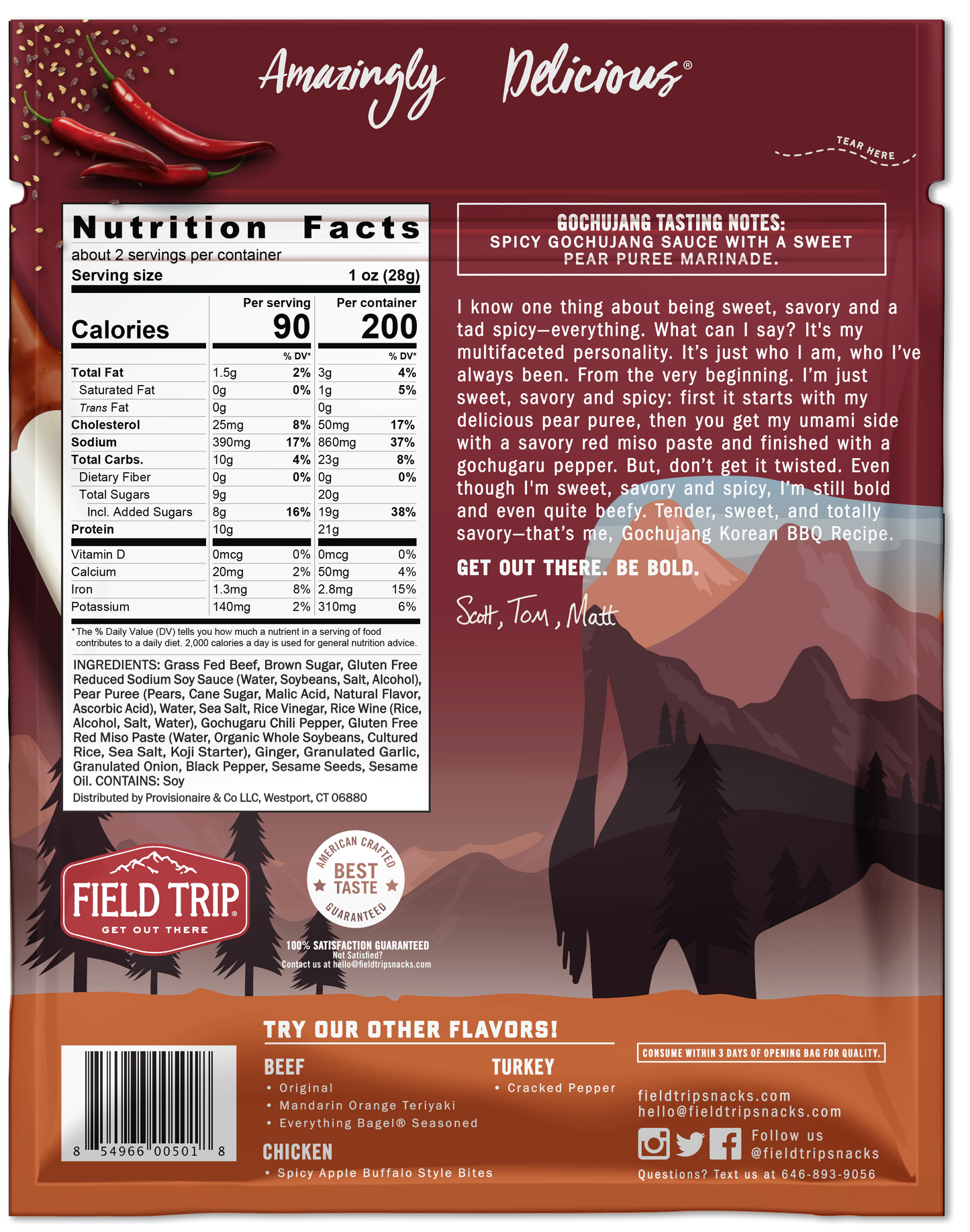 Gochujang Korean Style BBQ Beef Jerky 2.2 oz