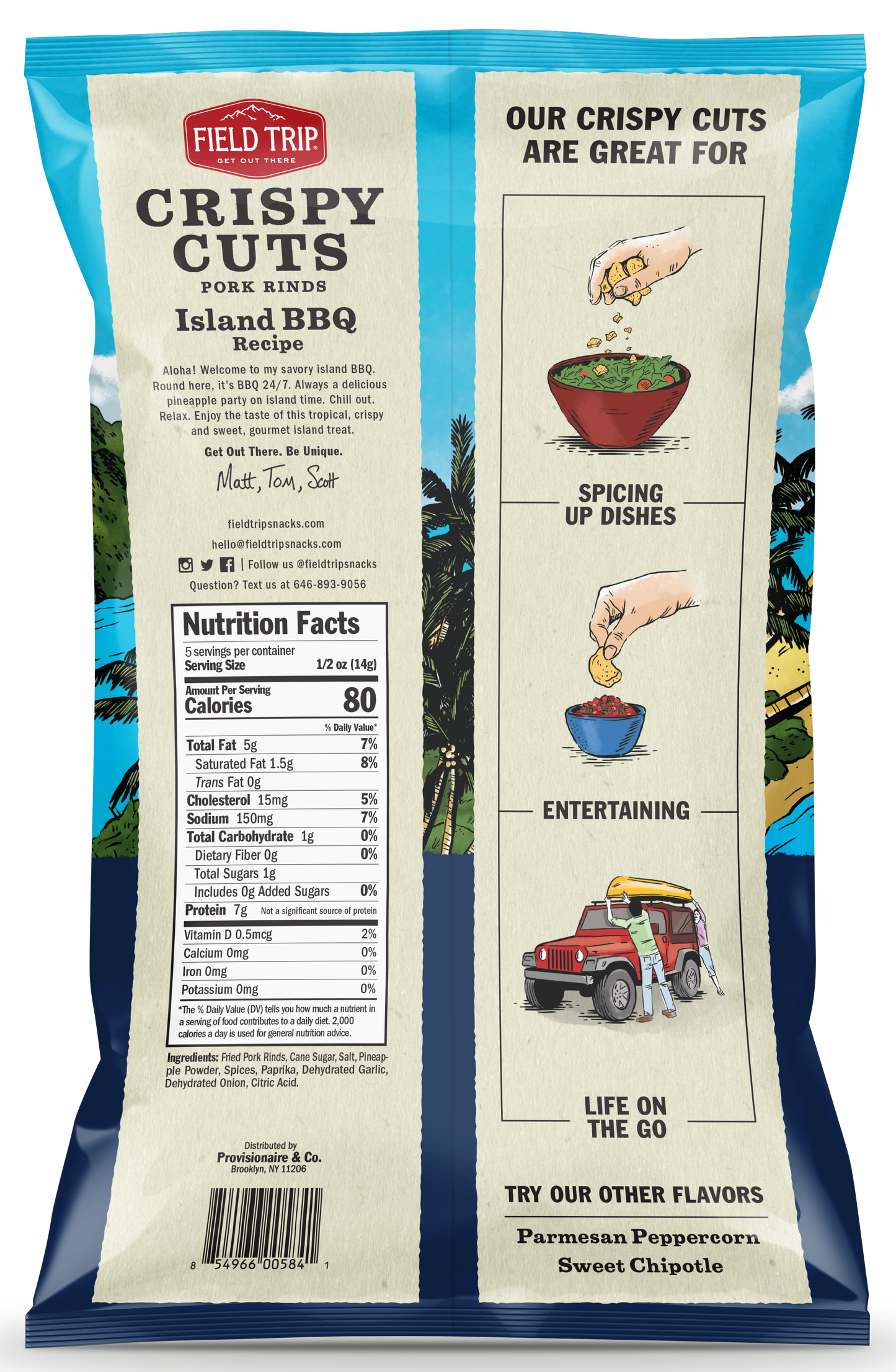 Crispy Cuts, Island BBQ Pork Rind 2.5 oz (wholesale)