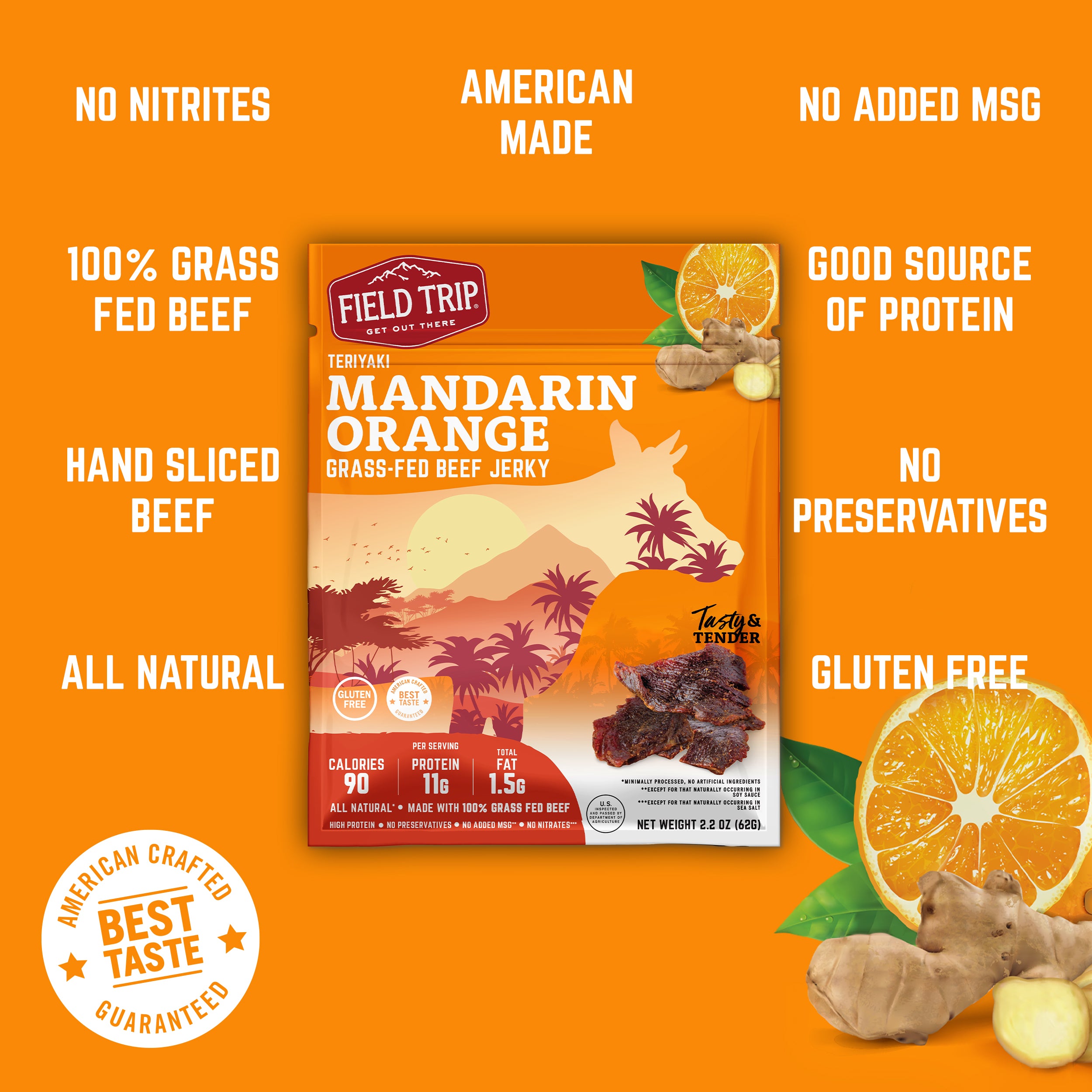 Mandarin Orange Teriyaki Beef Jerky 2.2oz (4ct)