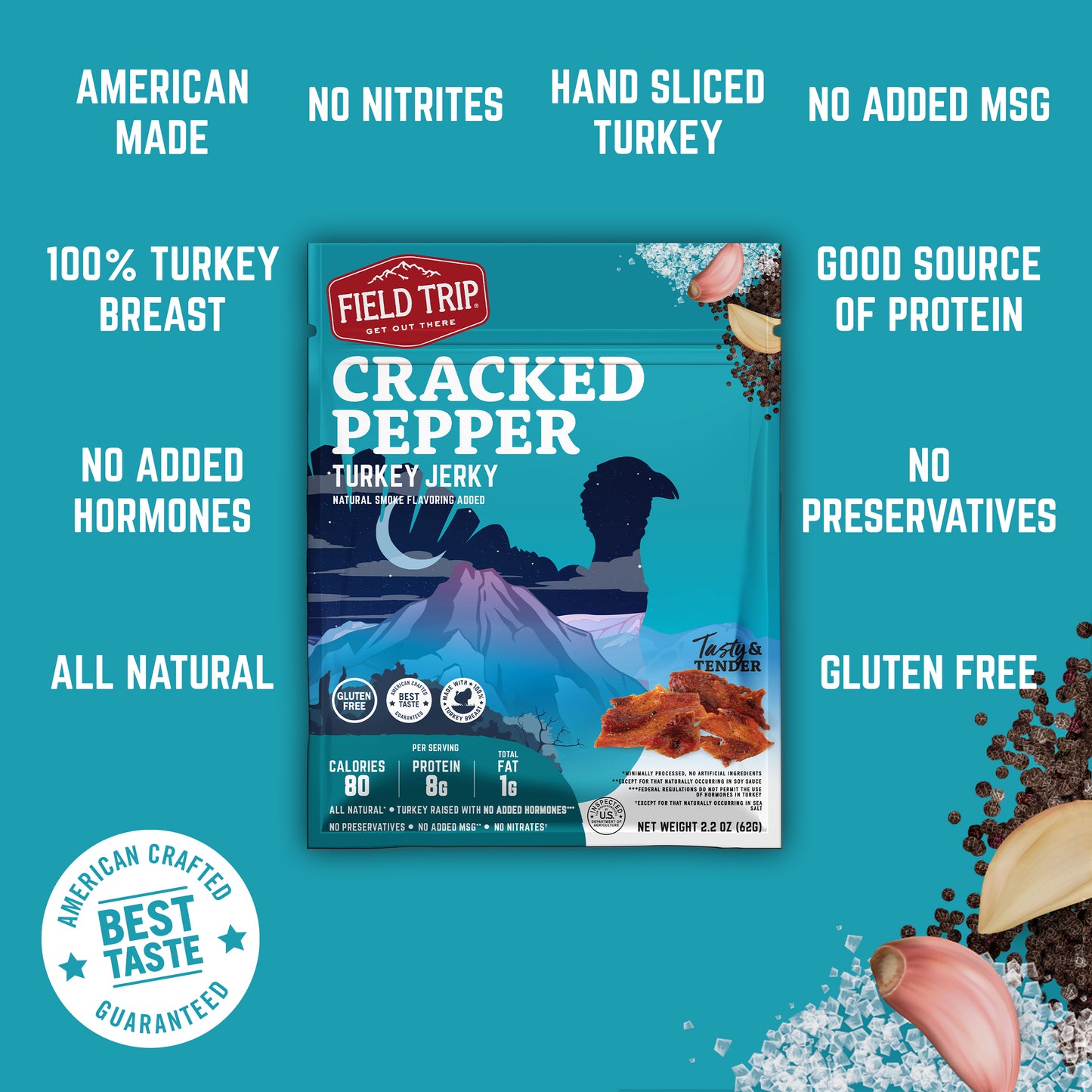 Cracked Pepper Turkey Jerky 2.2oz (4ct)