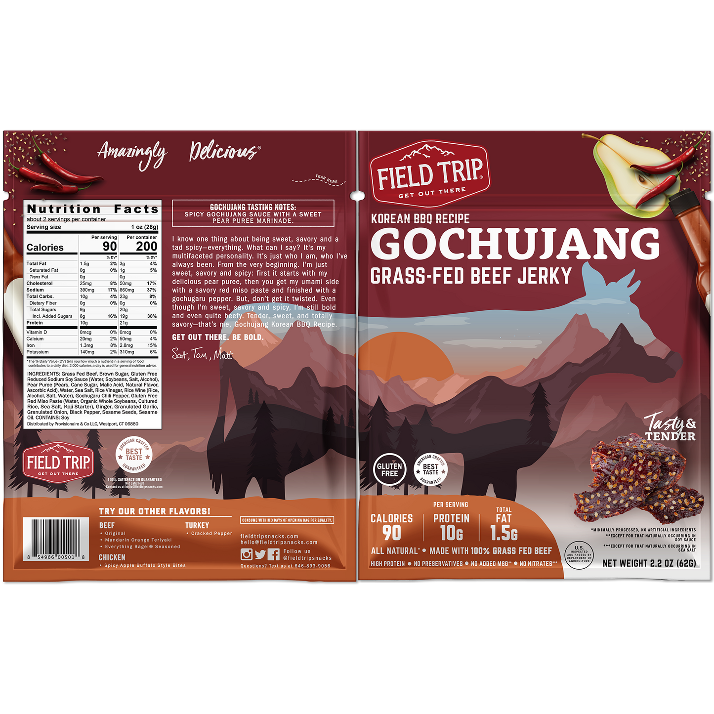 Gochujang Korean BBQ Beef Jerky 2.2oz (4ct)