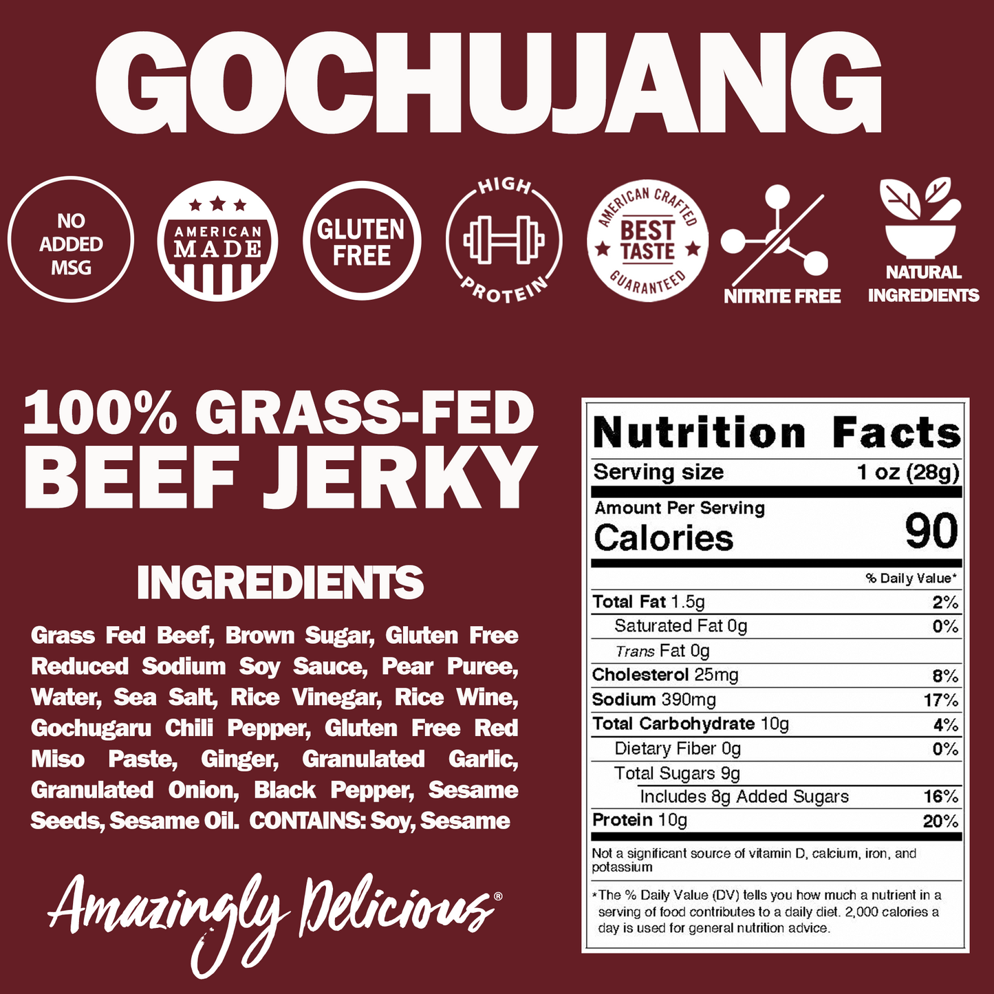 Gochujang Korean BBQ Beef Jerky 2.2oz (4ct)