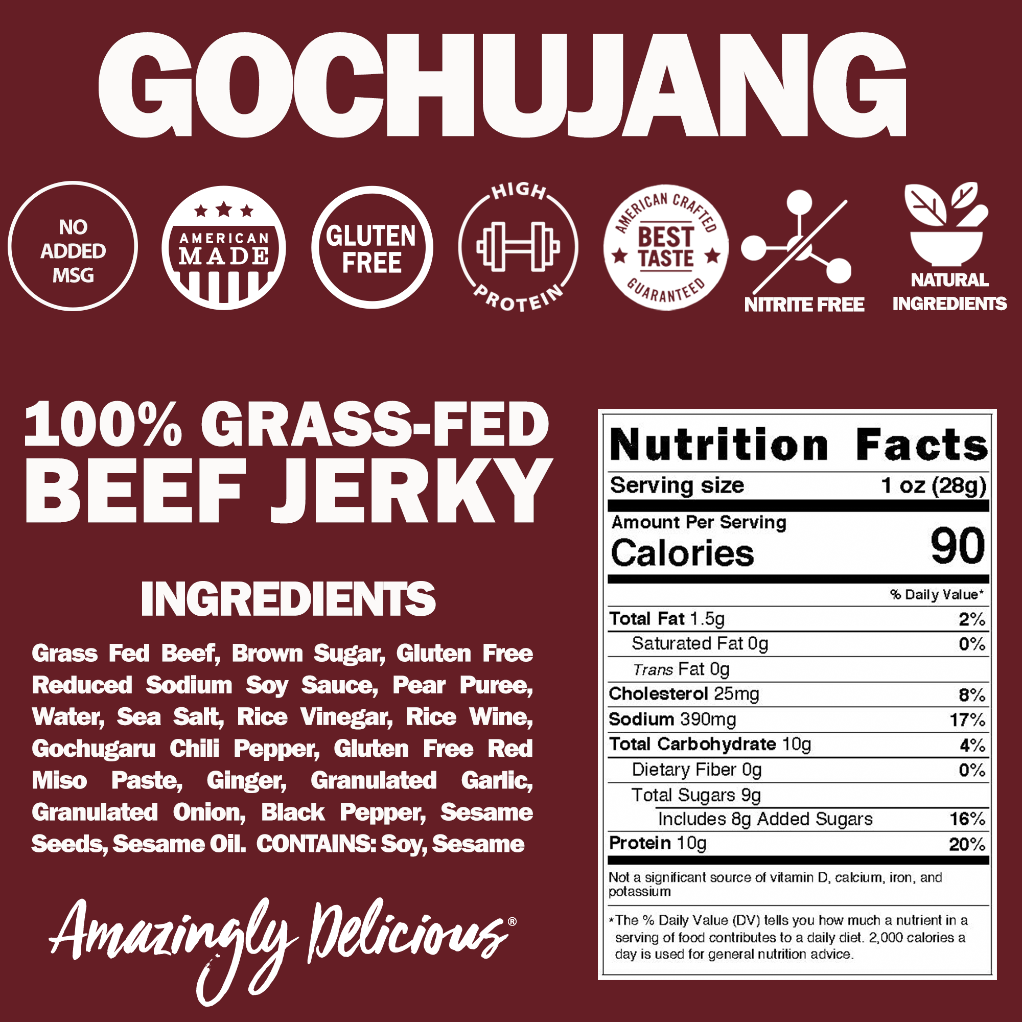 Gochujang Korean BBQ Beef Jerky 2.2oz (4ct)