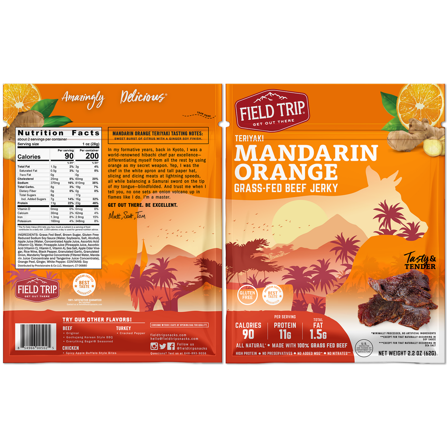 Mandarin Teriyaki Beef Jerky 2.2oz (4ct)