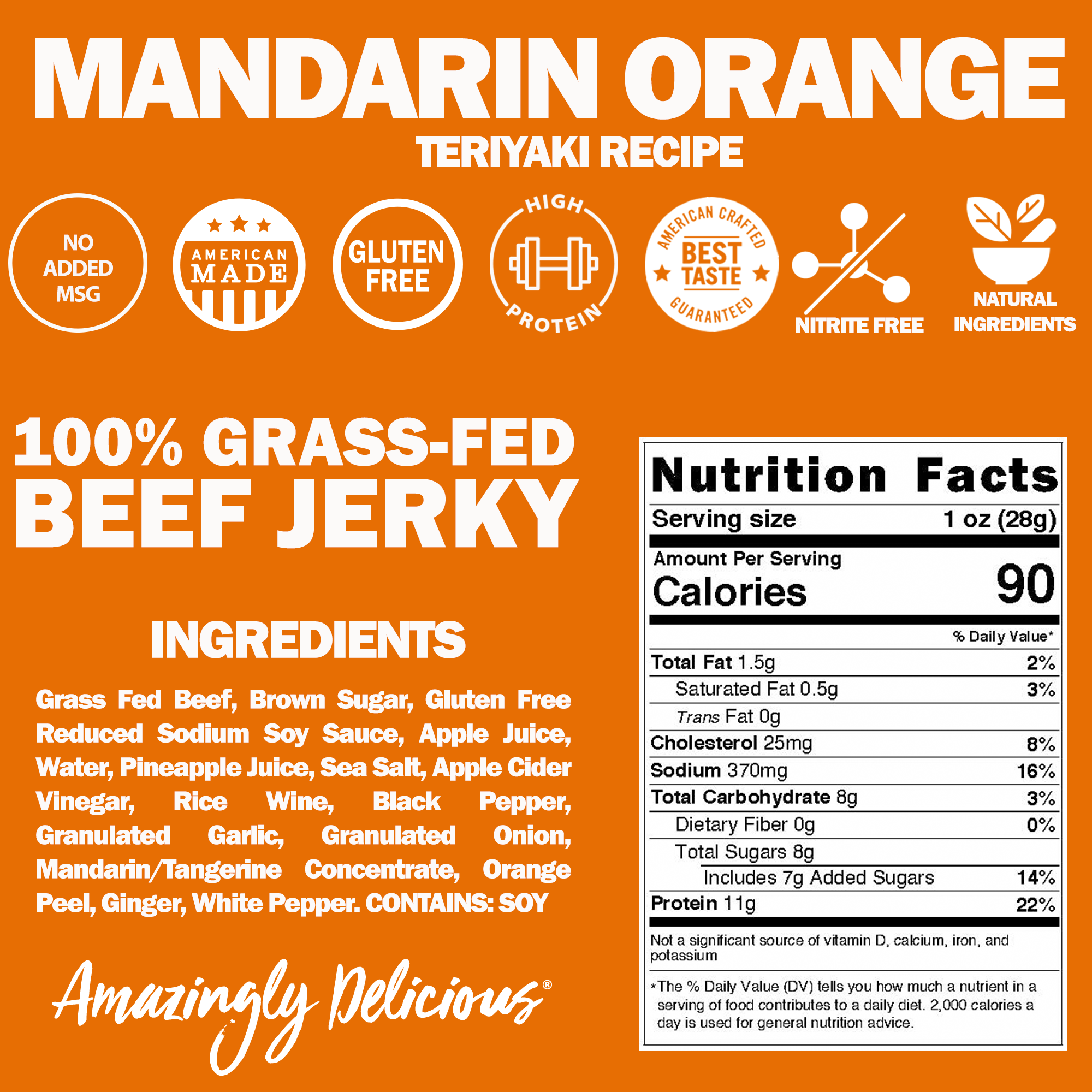 Mandarin Orange Teriyaki Beef Jerky 2.2oz (4ct)