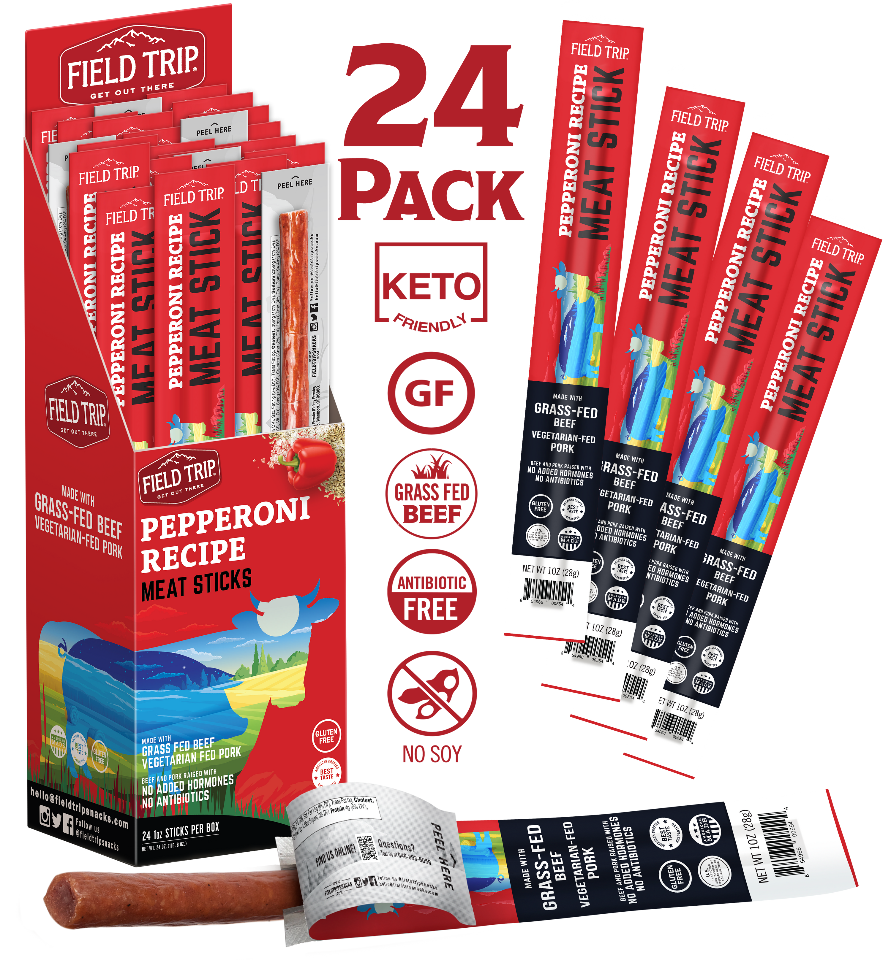 Pepperoni Recipe Meat Stick 1.0 oz (24 Sticks)