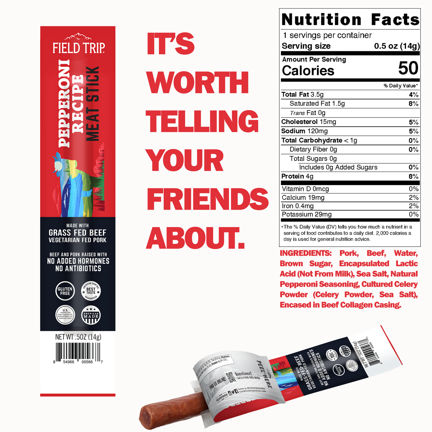 Pepperoni Recipe Meat Stick .5oz (24ct)