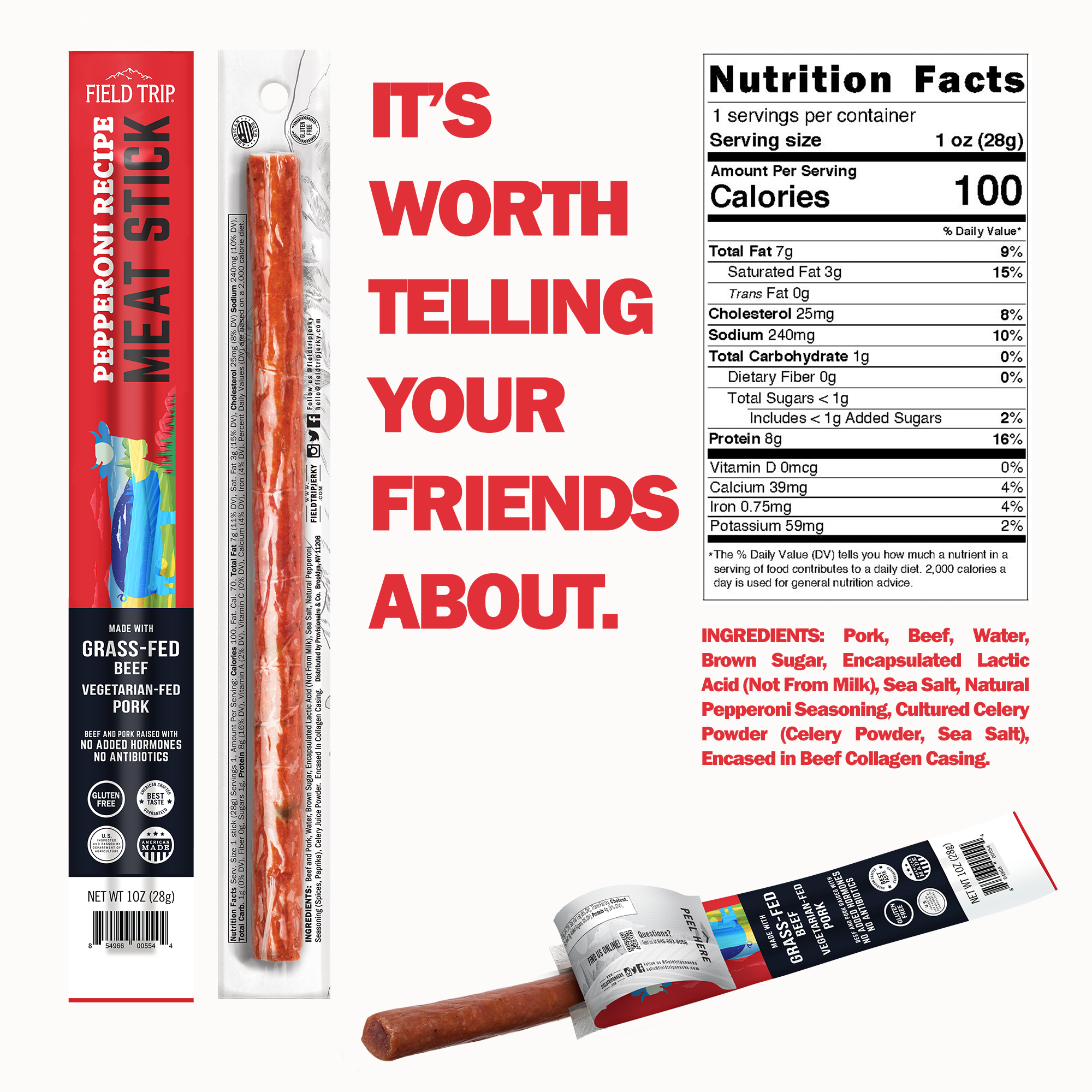 Pepperoni Meat Stick 1oz (10ct)