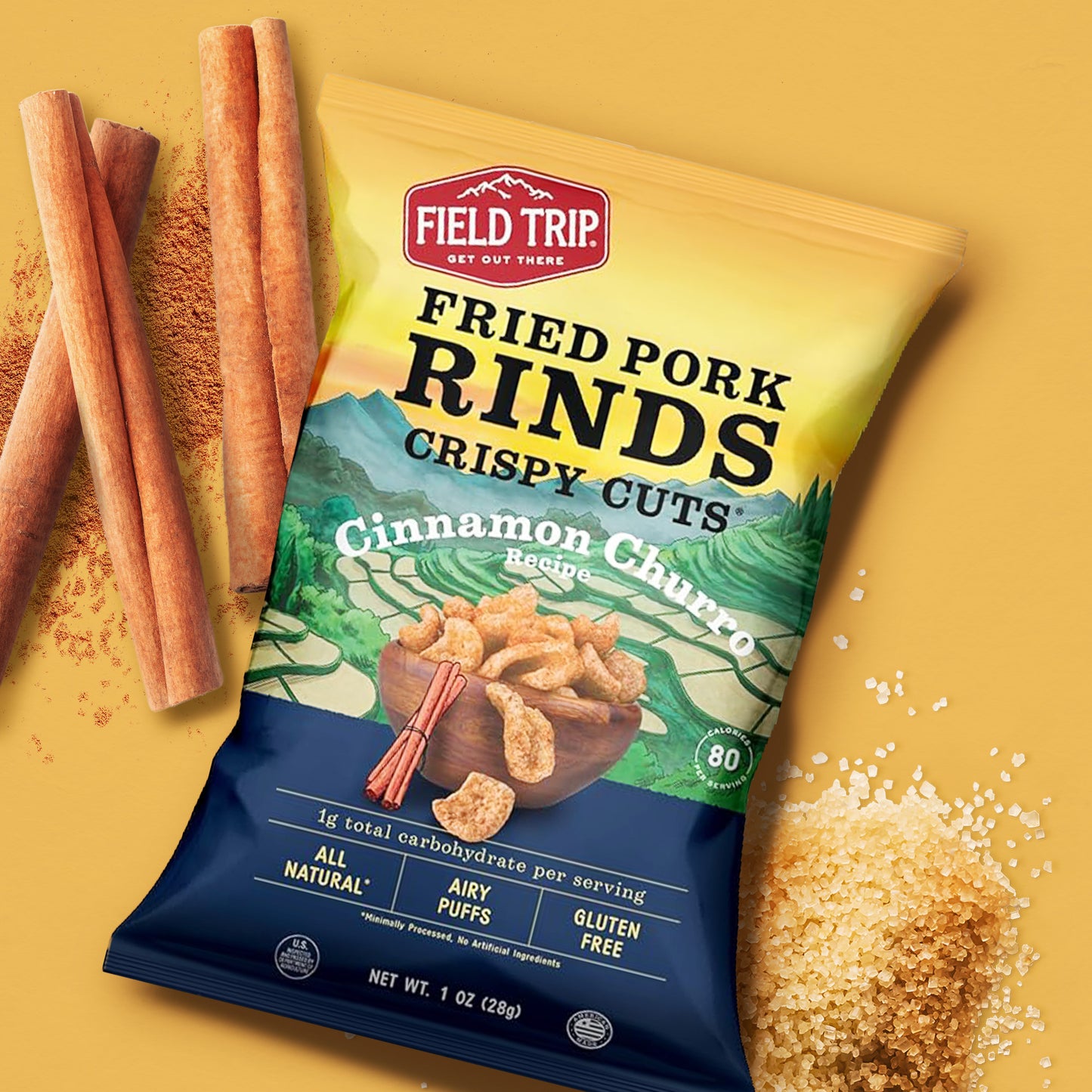Crispy Cuts, Cinnamon Churro Pork Rind 1.0 oz (wholesale)
