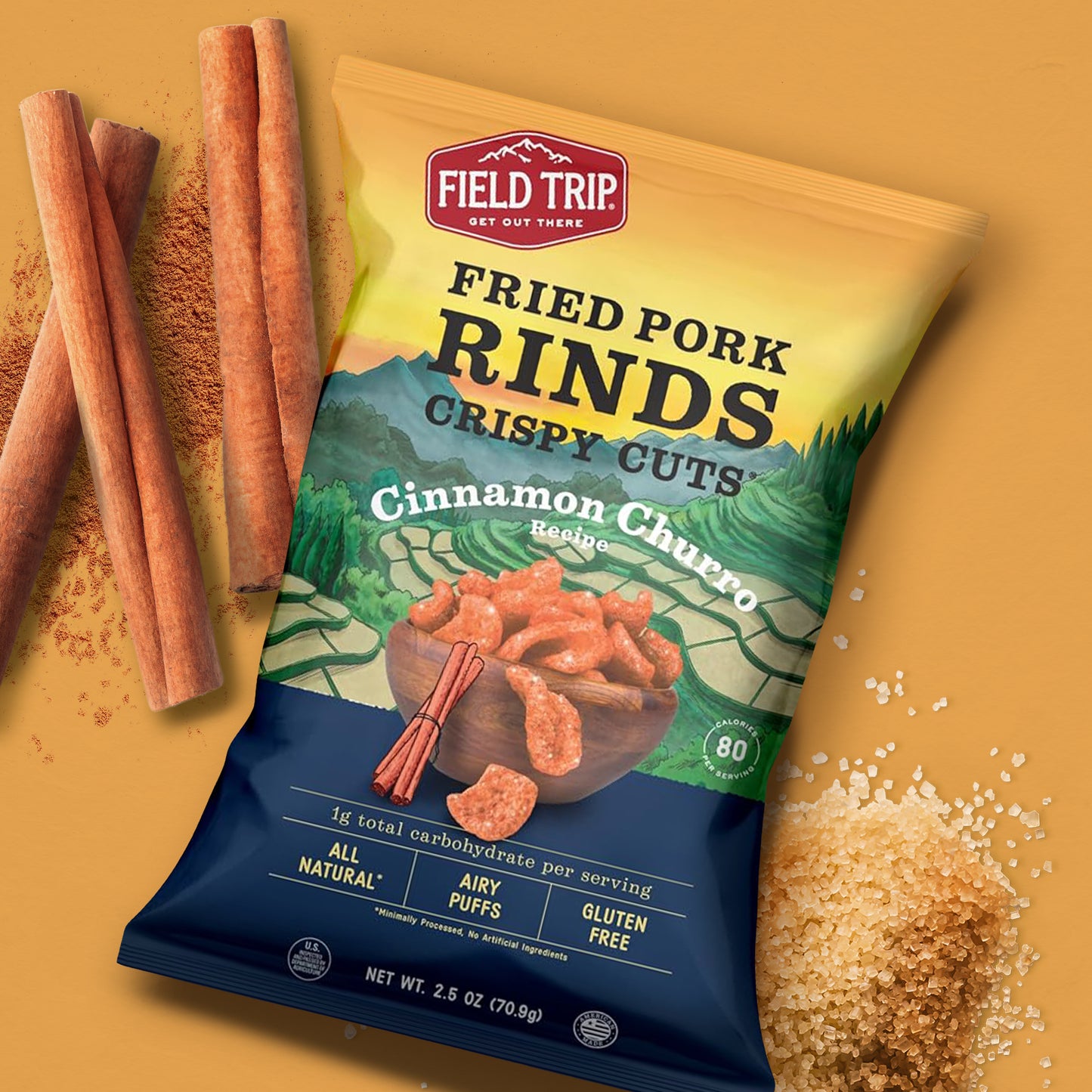 Crispy Cuts, Cinnamon Churro Pork Rind 2.5 oz (wholesale)